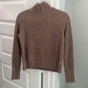 Hippie rose knit beige sweater cropped with mock neck